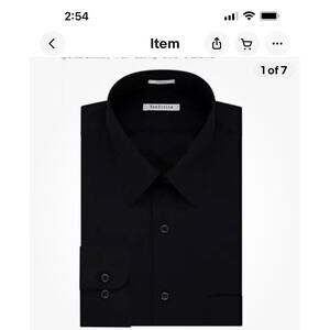 Van Heusen Men's Poplin Regular Fit Solid Point Collar Dress Shirt, Black, Med